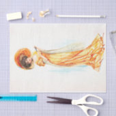 Lady in einem gelben Kleid, Decoupage Seidenpapier (Handwerk)