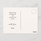 Lady in einem gelben Kleid, Happy Birthday Postkarte (Rückseite)