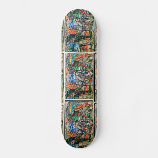 LADY IN EINEM LILA DRUCK SKATEBOARD