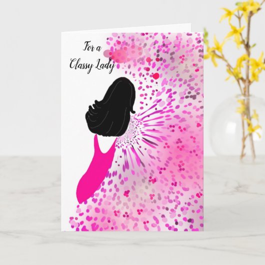 Lady in einem rosa Kleid Karte (Gelbe Blume)