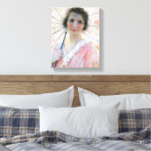 Lady in einem rosa Kleid mit Sonnenschirm (Robert  Leinwanddruck (Insitu (Schlafzimmer))