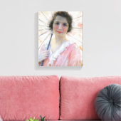 Lady in einem rosa Kleid mit Sonnenschirm (Robert Leinwanddruck (Insitu (Wohnzimmer))