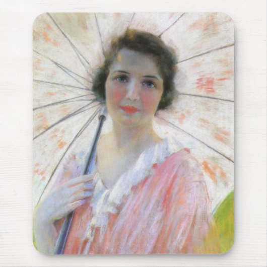 Lady in einem rosa Kleid mit Sonnenschirm (Robert Mousepad (Vorne)