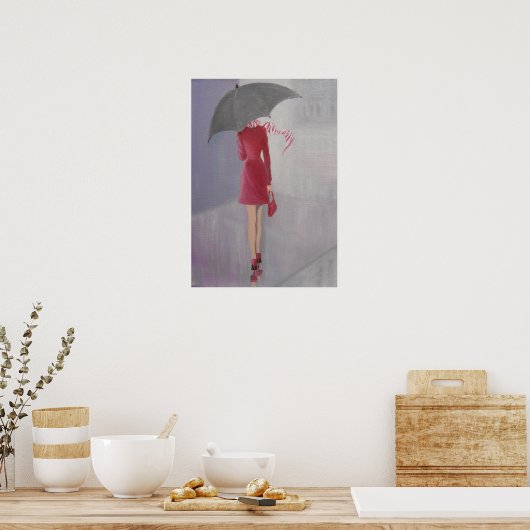 LADY IN EINEM ROTEN DRUCK POSTER (Küche)