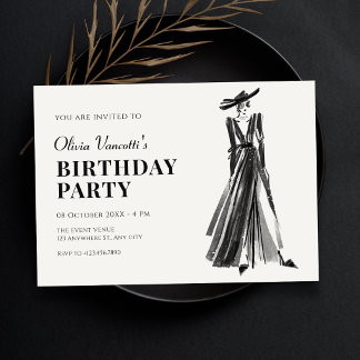 Lady in Elegant Geburtstag Einladung