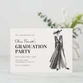 Lady in Elegant Gown mode Abschluss Einladung (Stehend Vorderseite)