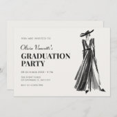 Lady in Elegant Gown mode Abschluss Einladung (Vorne/Hinten)