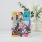 Lady in Fashion Mixed Media Collage Postkarte (Stehend Vorderseite)