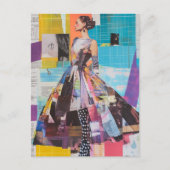 Lady in Fashion Mixed Media Collage Postkarte (Vorderseite)