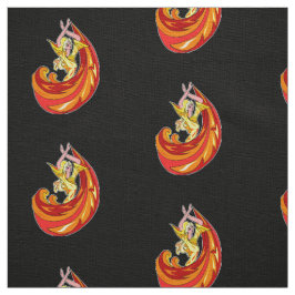 Lady in Feuerkleid in Schwarz Stoff