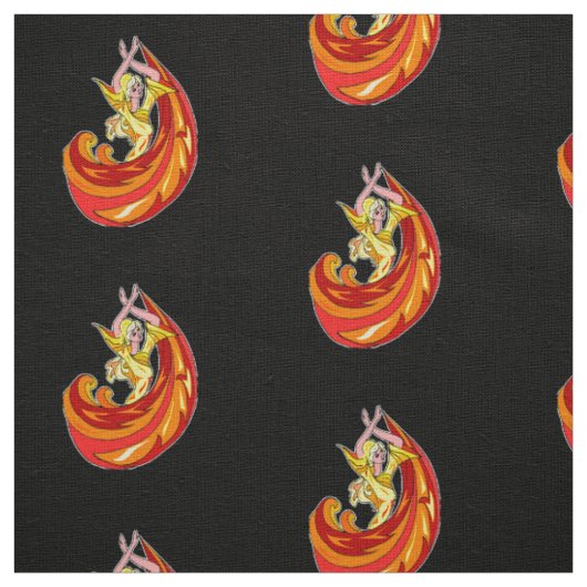 Lady in Feuerkleid in Schwarz Stoff (Muster)