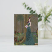 Lady in Forrest Green Dress Postcard Postkarte (Stehend Vorderseite)