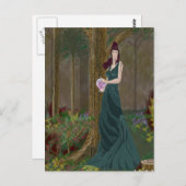 Lady in Forrest Green Dress Postcard Postkarte (Vorne/Hinten)