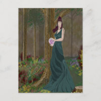 Lady in Forrest Green Dress Postcard