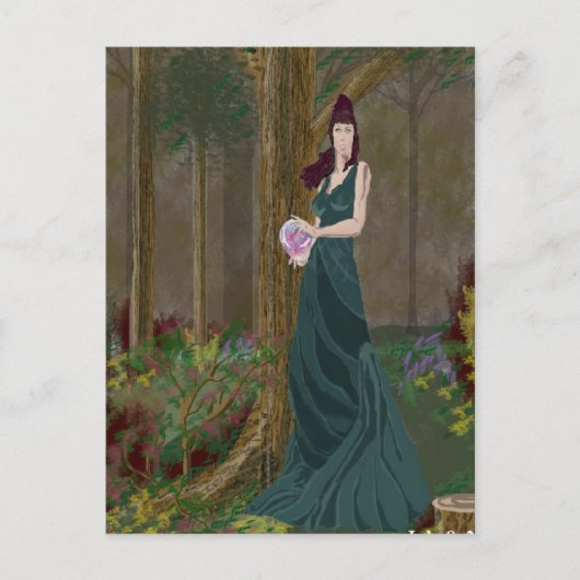 Lady in Forrest Green Dress Postcard Postkarte (Vorderseite)