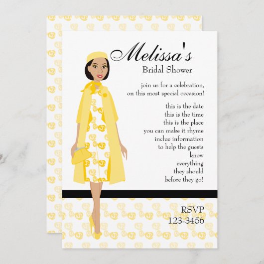 Lady in Gelb Einladung (Vorne/Hinten)