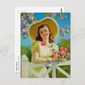 Lady in Gelb Postkarte (Vorne/Hinten)
