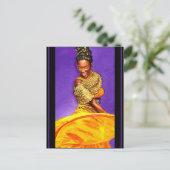 Lady in gelbem Kleid 2004 Wasserfarbe Postkarte (Stehend Vorderseite)