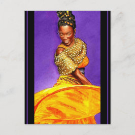 Lady in gelbem Kleid 2004 Wasserfarbe Postkarte