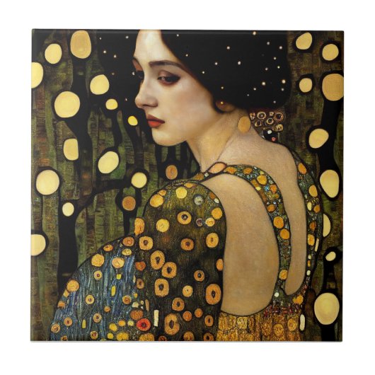 Lady in Gold Foto Print Fliese (Vorderseite)