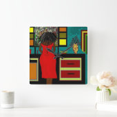 "LADY IN KÜCHE" KLICKEN QUADRATISCHE WANDUHR (Zuhause)