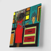 "LADY IN KÜCHE" KLICKEN QUADRATISCHE WANDUHR (Winkel)