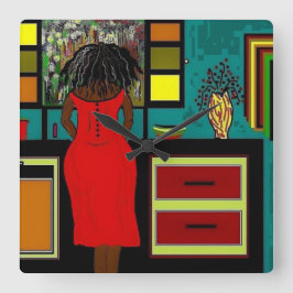 "LADY IN KÜCHE" KLICKEN QUADRATISCHE WANDUHR