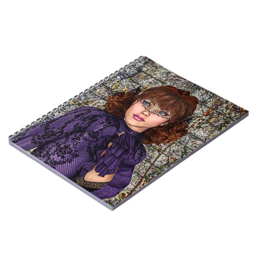 Lady in Lila Notizblock (Linke Seite)