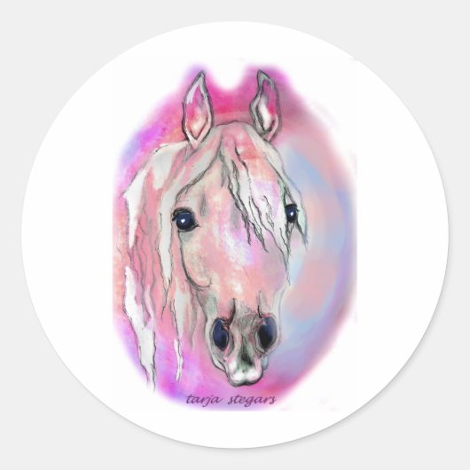 Lady in Pink Runder Aufkleber (Vorderseite)