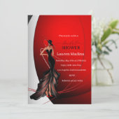 Lady in Red Bridal Dusche Einladung (Stehend Vorderseite)