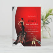 Lady in Red Brunch und Blubbly Einladung (Stehend Vorderseite)