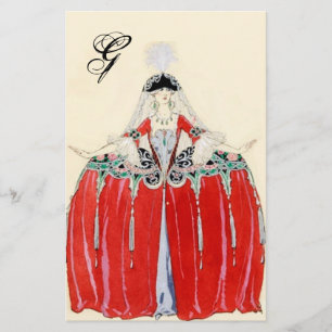 LADY IN RED FASHION COSTUME DESIGNER MONOGRAM BRIEFPAPIER