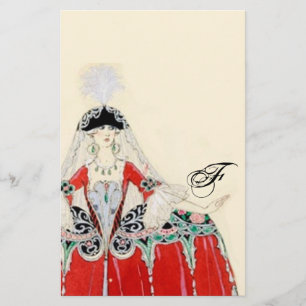 LADY IN RED FASHION COSTUME DESIGNER MONOGRAM BRIEFPAPIER