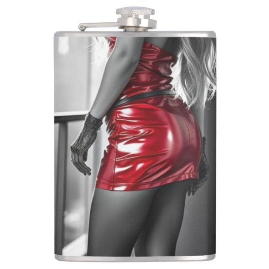 Lady in Red in Vinyl eingeschlagener Flachmann (Vorderseite)