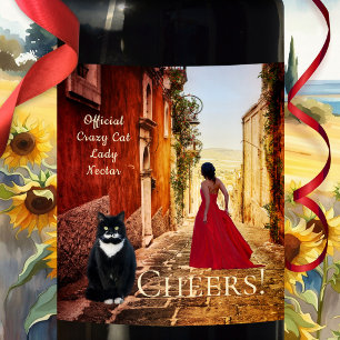 Lady in Red Italian Fine Art Wine Label Weinetikett