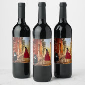 Lady in Red Italian Fine Art Wine Label Weinetikett (Flaschen)