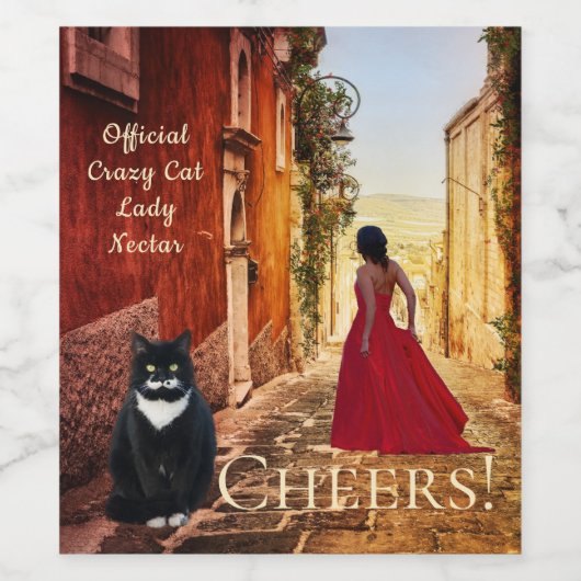 Lady in Red Italian Fine Art Wine Label Weinetikett (Einzelnes Label)