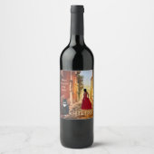 Lady in Red Italian Fine Art Wine Label Weinetikett (Vorderseite)
