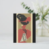 Lady in Red mit Black Feathers Postkarte (Stehend Vorderseite)