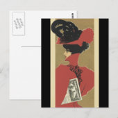 Lady in Red mit Black Feathers Postkarte (Vorne/Hinten)