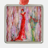 Lady in Red Ornament Aus Metall (Vorne)
