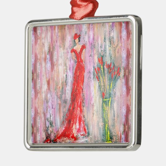 Lady in Red Ornament Aus Metall (Links)