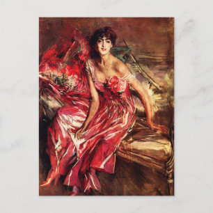 Lady in Red Postcard Postkarte
