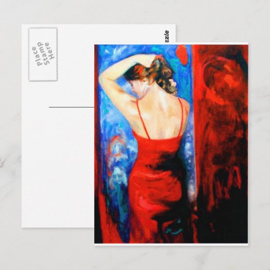 Lady in Red Postkarte (Vorne/Hinten)
