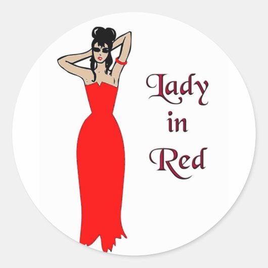 Lady in Red Round Stickers (Vorderseite)