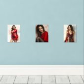 Lady in Red Triptychon Bilderwand Sets (Holzboden)