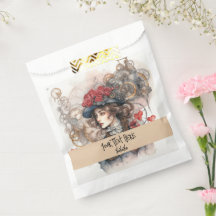 Lady in Red Valentine Kiss steampunk Aquarell