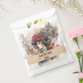 Lady in Red Valentine Kiss steampunk Aquarell Geschenktütchen