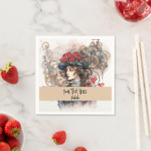 Lady in Red Valentine Kiss steampunk Aquarell