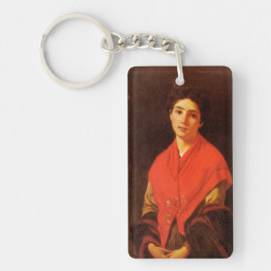 Lady in Red (Vintage Italienische Kunst) Schlüsselanhänger